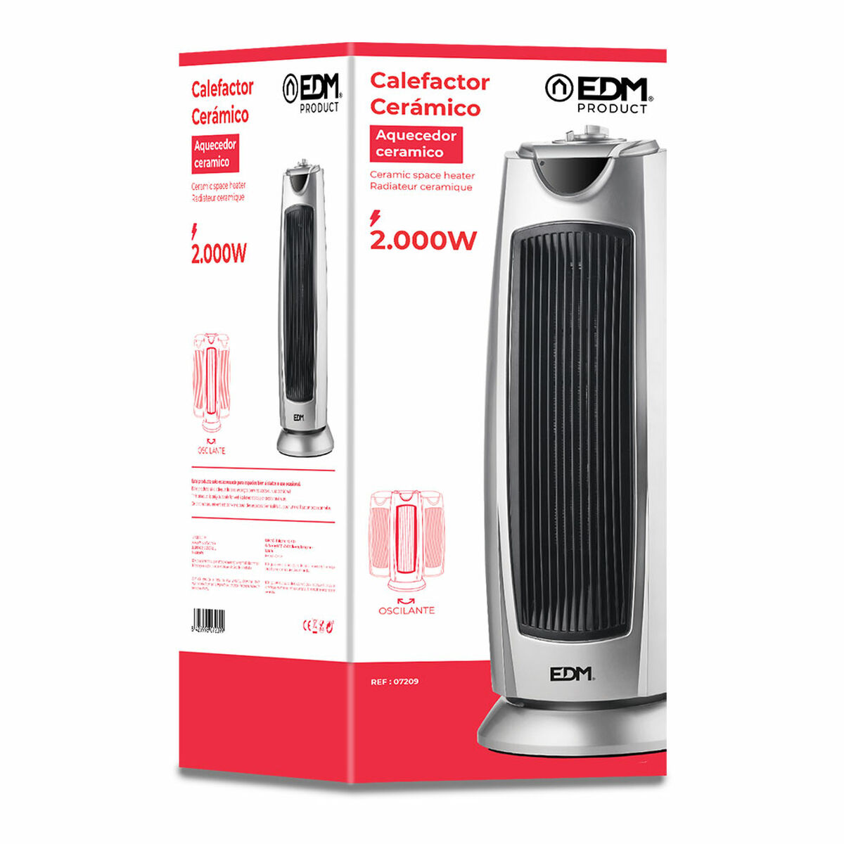 Electric Ceramic Heater EDM 07209 Grey 1000 - 2000 W Oscillation